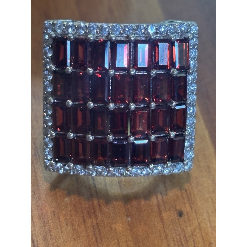 BBJ Sterling Silver And Garnet Statement Ring Size 8